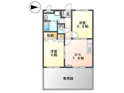 パルティール(2DK/1階)の間取り写真