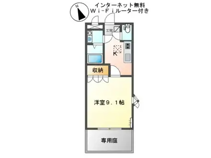 リバーサイドレジデンス(1K/1階)の間取り写真