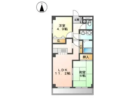 メゾンハンクスMTI(2LDK/3階)の間取り写真