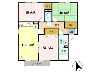 ヴィラウィッシュ(3DK/2階)の間取り写真