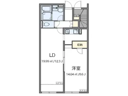クレイノドン ジュスト(1LDK/1階)の間取り写真
