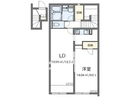 クレイノドン ジュスト(1LDK/2階)の間取り写真
