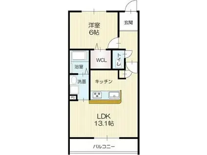 エレアージュ宝殿駅前2(1LDK/3階)の間取り写真