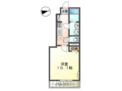 プルメリア(1K/1階)の間取り写真