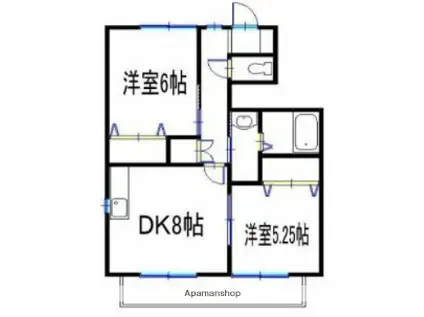 サニーフラット御立(2DK/1階)の間取り写真