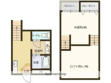 THE CITY姫路獨協大学前(1K/2階)の間取り写真