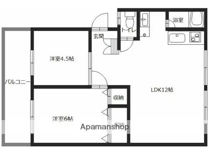 ラトゥール広畑(2LDK/2階)の間取り写真