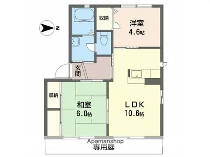 ココナッツハウスⅡ(2LDK/1階)の間取り写真
