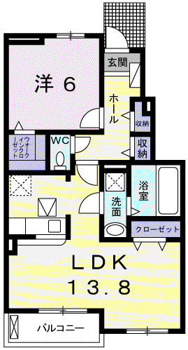 エピナールⅡ(1LDK/1階)の間取り写真