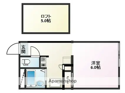 CARDIFF(1K/2階)の間取り写真