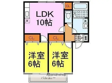 ピュアハイム(2LDK/2階)の間取り写真