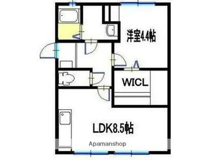 岡﨑コーポ(1LDK/3階)の間取り写真