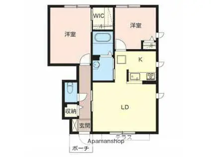 ブランシェ垣内南 A棟(2LDK/1階)の間取り写真
