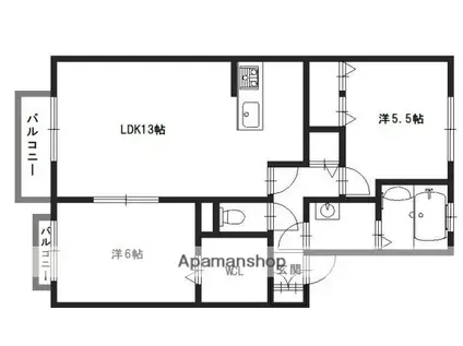 ラフィネ宮前(2LDK/2階)の間取り写真