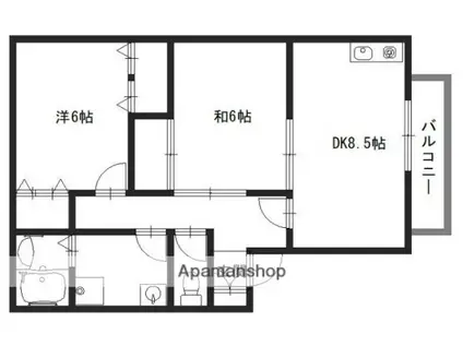 ハイカムールエレガンス(2LDK/2階)の間取り写真