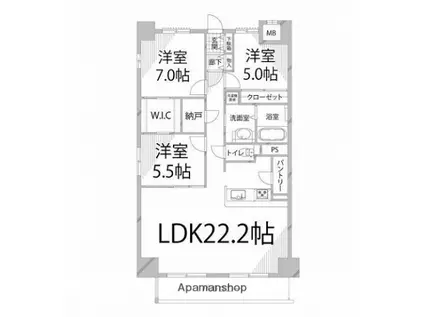 キャッスルコート土山(3LDK/9階)の間取り写真
