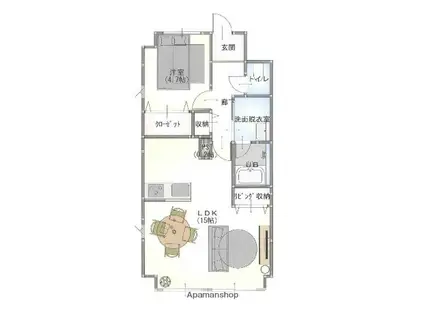 シャトー日東C(1LDK/2階)の間取り写真