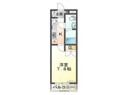 フローリッシュ飾磨(1K/2階)の間取り写真