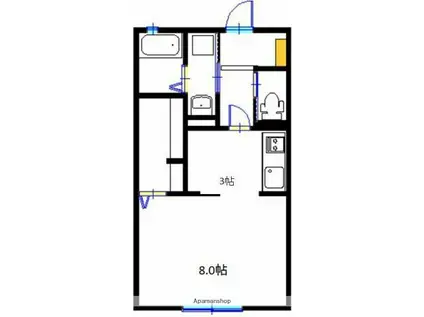 丸萬三番館(1K/2階)の間取り写真