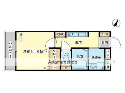 ハイツ中浜(1K/2階)の間取り写真