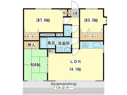 グランベール蒲田(3LDK/3階)の間取り写真