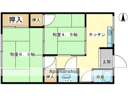 光栄荘(2K/2階)の間取り写真