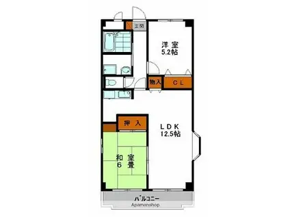 スタットニューヘン英賀保(2LDK/3階)の間取り写真