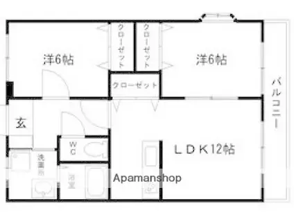 プレイン野里(2LDK/1階)の間取り写真