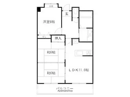 サニーリバー(3LDK/3階)の間取り写真