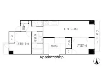 ブルー・エス(3LDK/8階)の間取り写真