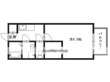 クレセントコート(1K/2階)の間取り写真