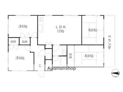 書写ハイツ(4LDK/2階)の間取り写真