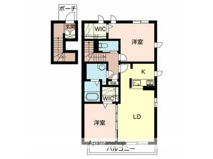 テネラメンテB棟(2LDK/2階)の間取り写真