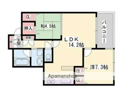 エンブレイス姫路駅前(2LDK/3階)の間取り写真