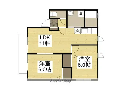 BIRDLANDたまでB(2LDK/1階)の間取り写真