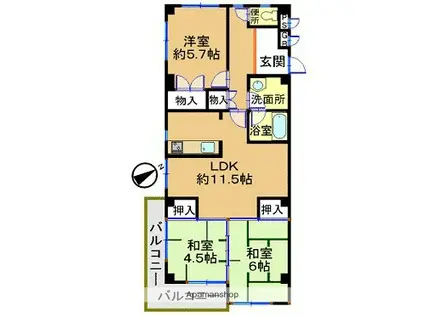 セントラル向陽台(3LDK/2階)の間取り写真