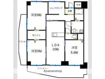 ハイツ赤坂(3LDK/2階)の間取り写真