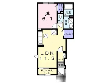 ソレアード東山Ⅰ(1LDK/1階)の間取り写真