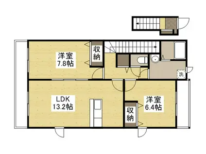 ユートピ・エイト 南(2LDK/2階)の間取り写真