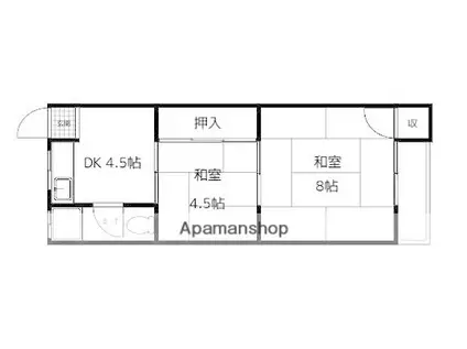 ゆめさきコーポ(2DK/3階)の間取り写真