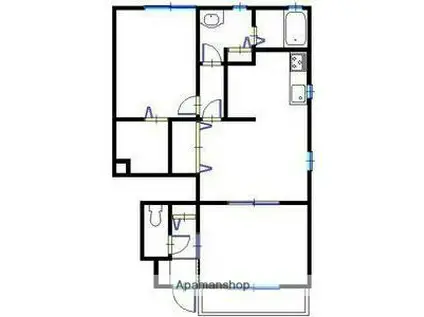 メルベーユ蓼野(2LDK/1階)の間取り写真