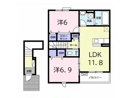 エクセレント ピリオド(2LDK/2階)の間取り写真