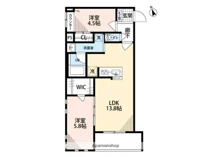 センターラ(2LDK/1階)の間取り写真