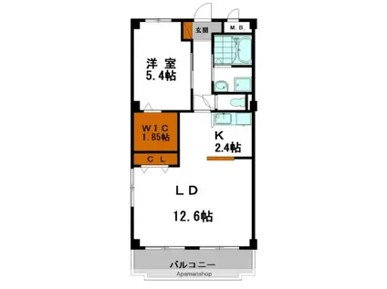 ジュネス英賀保(1LDK/2階)の間取り写真