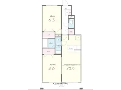ロワジール(2LDK/1階)の間取り写真