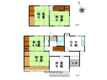 播但線 京口駅 徒歩16分 2階建 築56年(5DK)の間取り写真