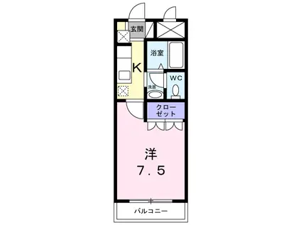 Mブロッサム(1K/1階)の間取り写真