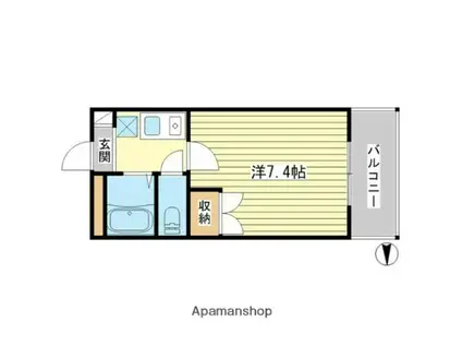 アムールMI中地1(1K/1階)の間取り写真