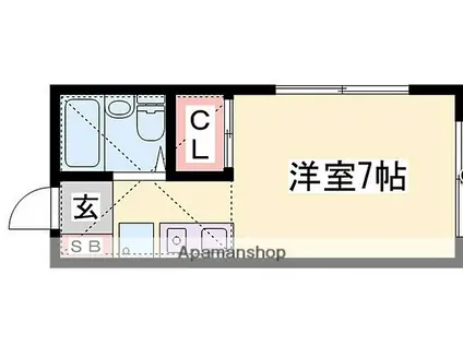 まんりょう(1K/1階)の間取り写真