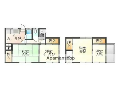 山陽本線 姫路駅 バス乗車時間:20分 東洋大学姫路高校前バス停で下車 徒歩1分 2階建 築54年(4K)の間取り写真